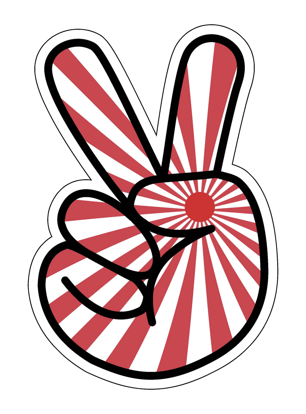 Japanese Rays Hand Peace Sign Logo JDM Drag Drift Tuner Racing Sticker Decal 3.5